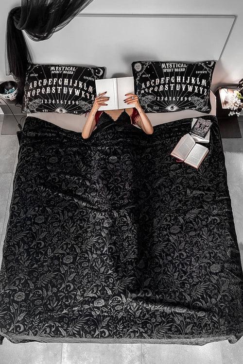 killstar Moon Bloom Velvet Blanket Black