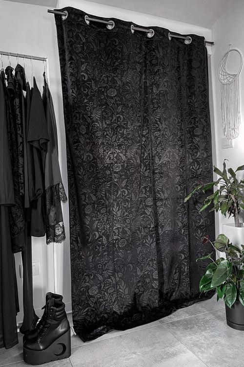 killstar Moon Bloom Velvet Curtain Black