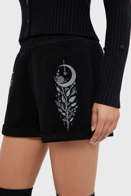 Killstar Moon Fang Shorts Black