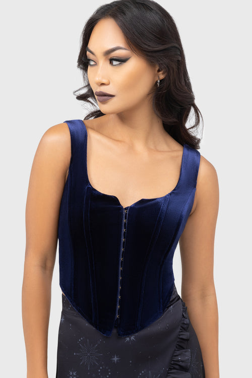 Killstar Moon Mourning Corset Top Blue