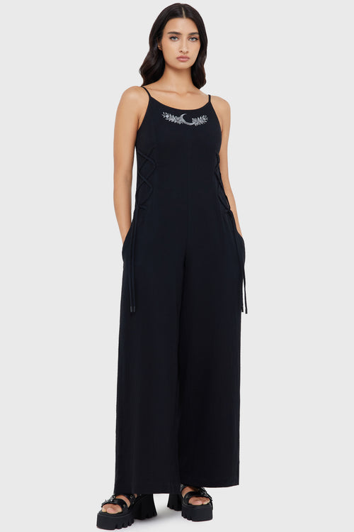 killstar Moonlight Fang Dungarees Black