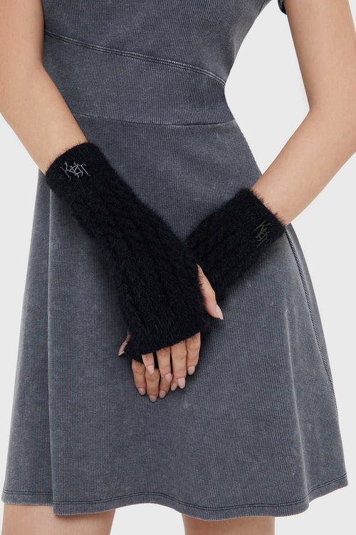 killstar Moons Gaze Fingerless Gloves Black