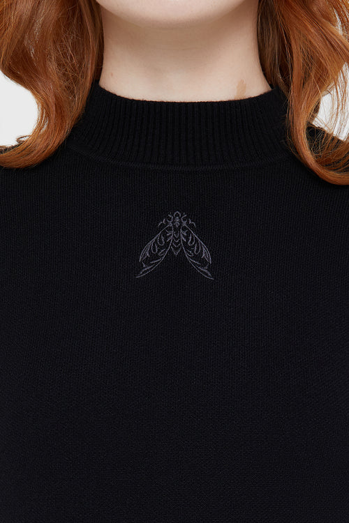 Killstar Morbida's Moth Knitted Top Black
