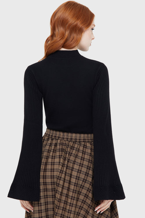 Killstar Morbida's Moth Knitted Top Black