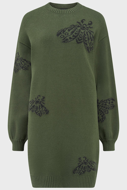 Killstar Moth Light Sweater Dress Green