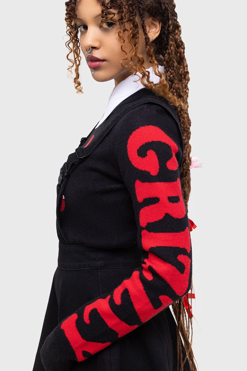 killstar Naughty Grizzly Knit Sweater Black