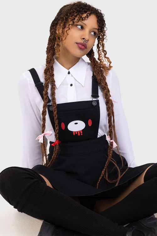 Killstar Naughty Grizzly Pinafore Dress Black