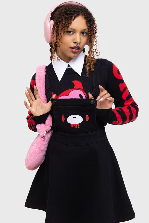 Killstar Naughty Grizzly Pinafore Dress Black