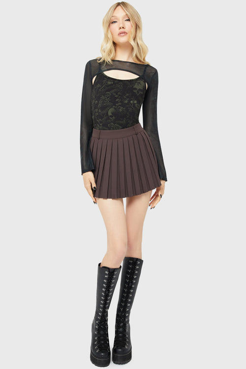Killstar Nightshade's Curse Mini Skirt [BROWN] Brown