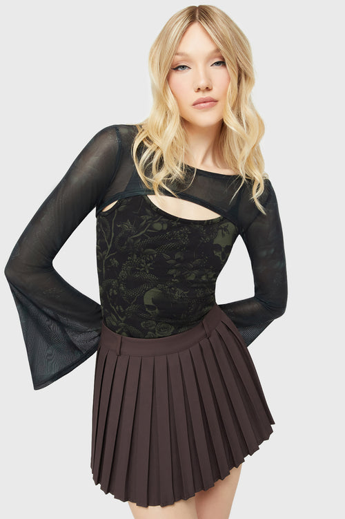 killstar Nightshade's Curse Mini Skirt [BROWN] Brown