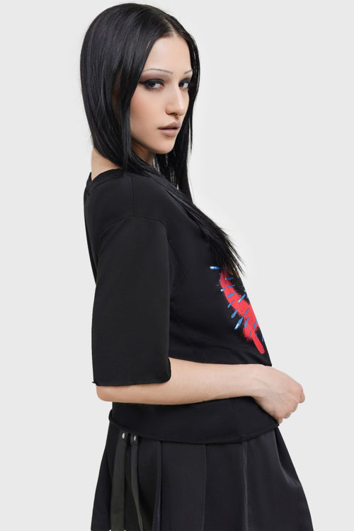 Killstar No H20 Short Sleeve Top Black