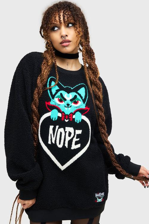 Killstar Nope Fleece Sweater Black