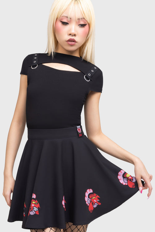 Killstar Oh So Evil Skater Skirt Black