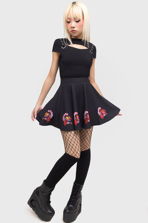 killstar Oh So Evil Skater Skirt Black