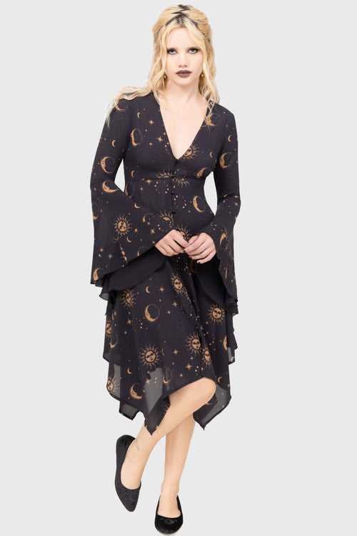 Killstar Orbit Dress Black/Gold