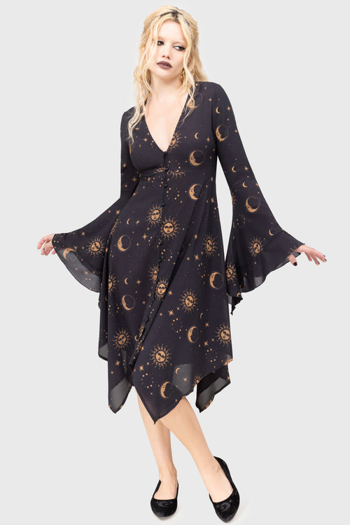 killstar Orbit Dress Black/Gold