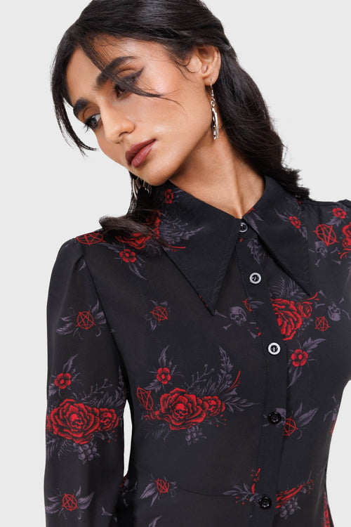 Killstar Pandora Shirt Dress Black