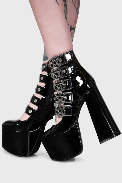 Killstar Panic Platform Shoes Black