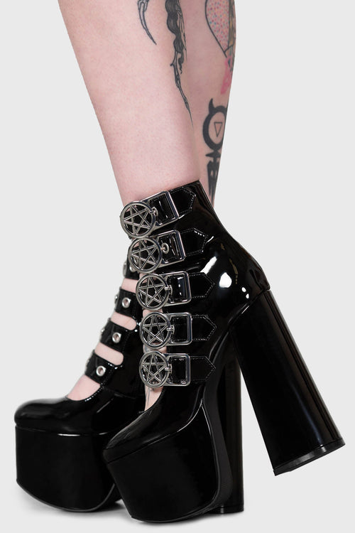 Killstar Panic Platform Shoes Black