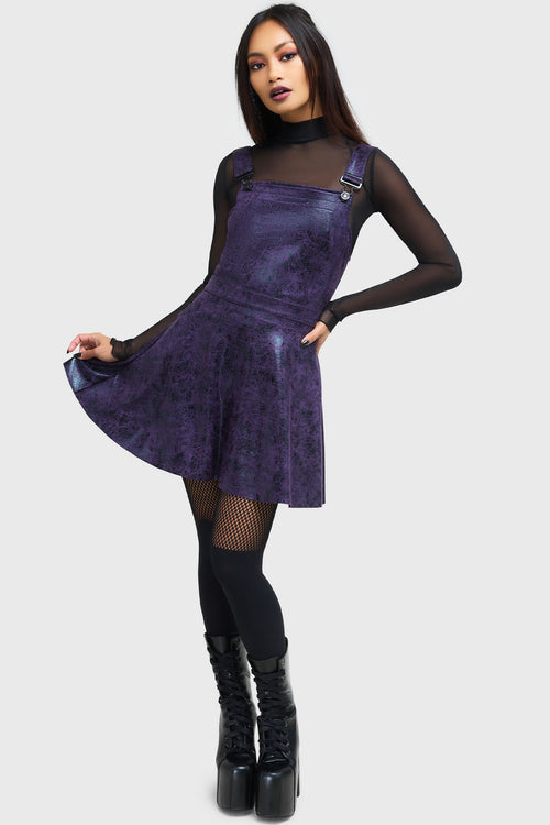 Killstar Paryce Alive Pinafore Dress Black/Purple