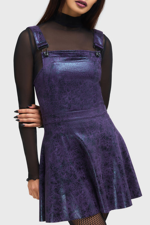Killstar Paryce Alive Pinafore Dress Black/Purple