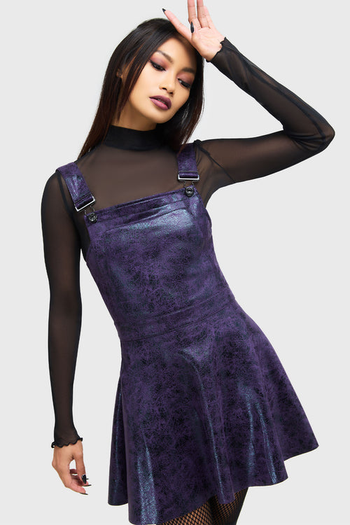 Killstar Paryce Alive Pinafore Dress Black/Purple