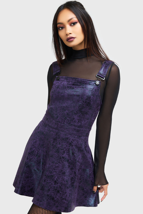 killstar Paryce Alive Pinafore Dress Black/Purple