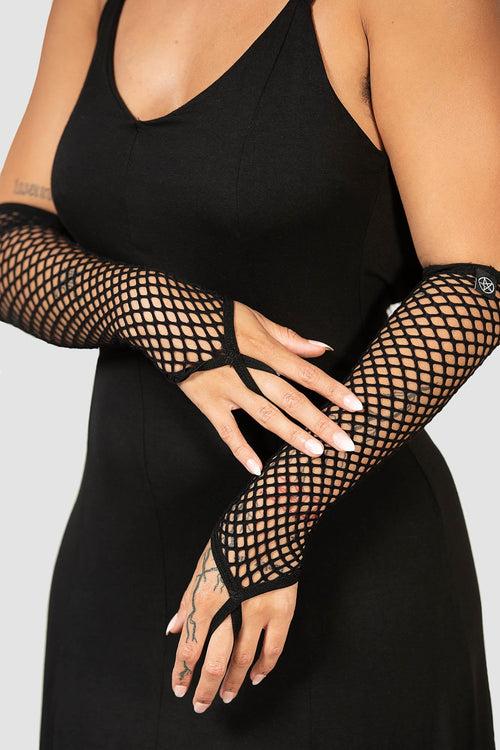 Killstar Possess Me Fishnet Gloves [B] Black