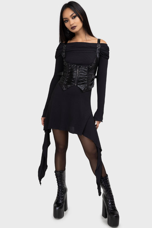Killstar Psycho Moon Underbust Top Black