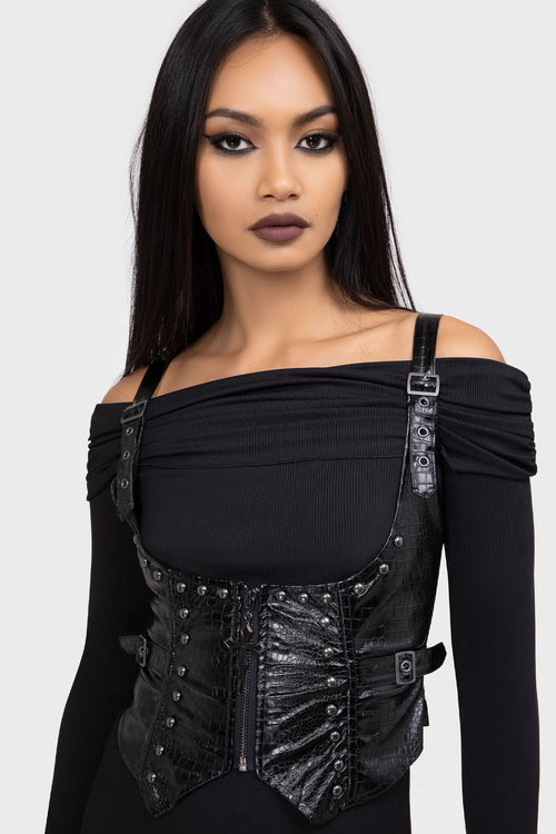 Killstar Psycho Moon Underbust Top Black