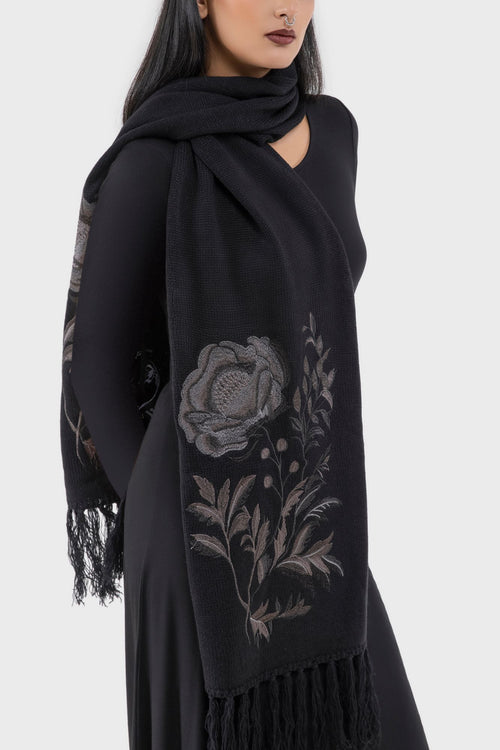 Killstar Ravens Rose Scarf Black
