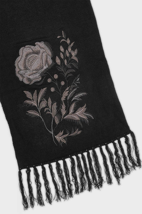 killstar Ravens Rose Scarf Black