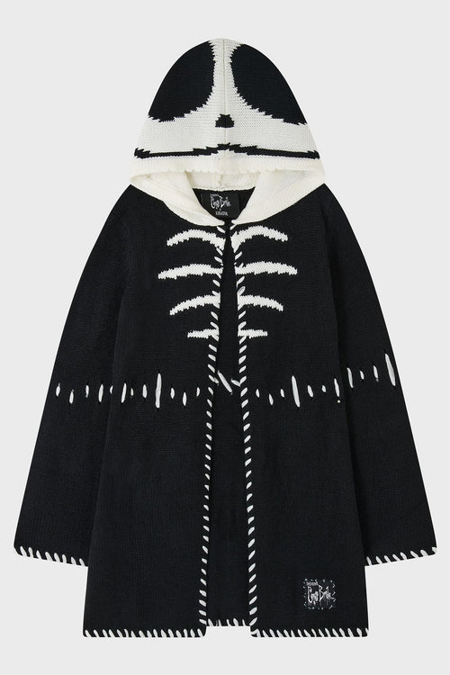 Killstar Scraps Hooded Cardigan Black/White