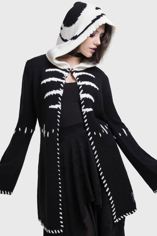killstar Scraps Hooded Cardigan Black/White