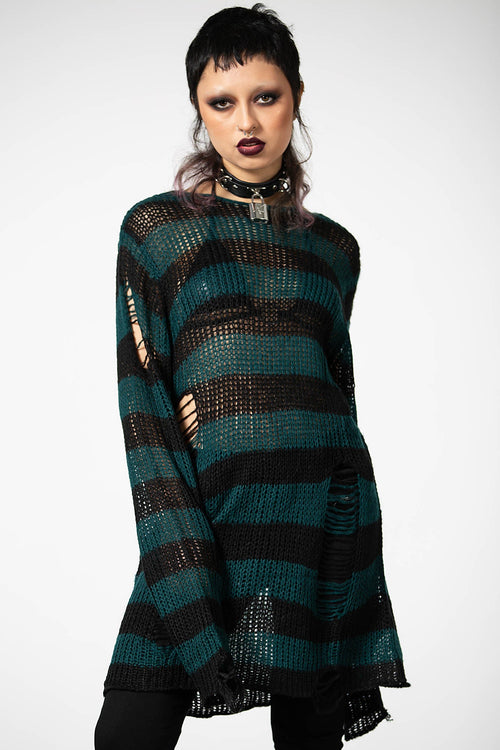Killstar Sea Punk Knit Sweater Green