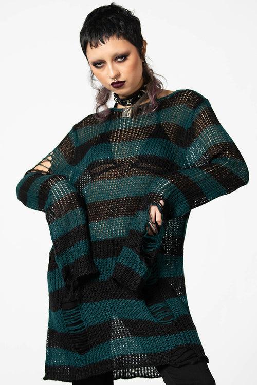Killstar Sea Punk Knit Sweater Green