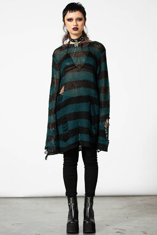 killstar Sea Punk Knit Sweater Green