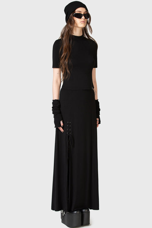 Killstar Secretly Weep Maxi Skirt Black