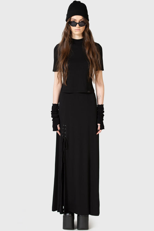 Killstar Secretly Weep Maxi Skirt Black