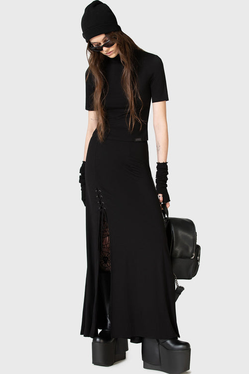 killstar Secretly Weep Maxi Skirt Black