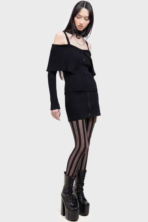 Killstar Shadow Empress Knit Top Black