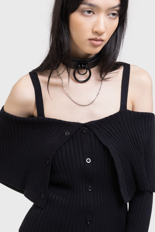 killstar Shadow Empress Knit Top Black
