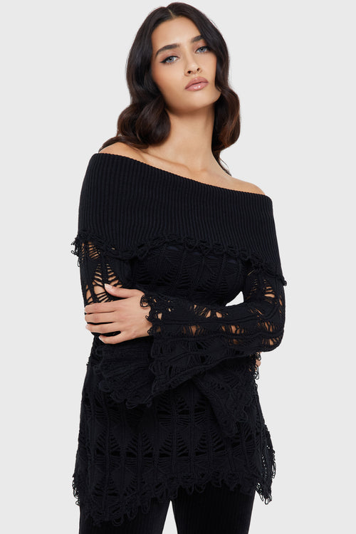 Killstar Shadow Wine Sweater [BLACK] Black