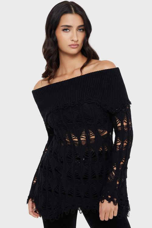 killstar Shadow Wine Sweater [BLACK] Black