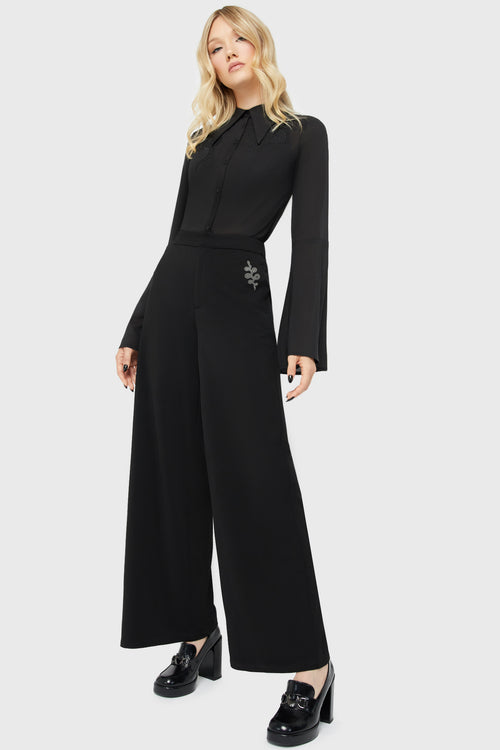 Killstar Shadowfang Wide Leg Pants Black