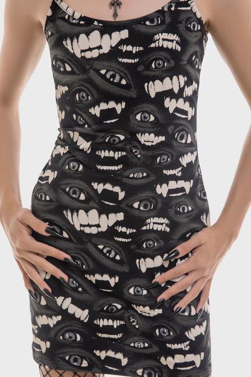 Killstar Sheer Vamp Dress Black/White