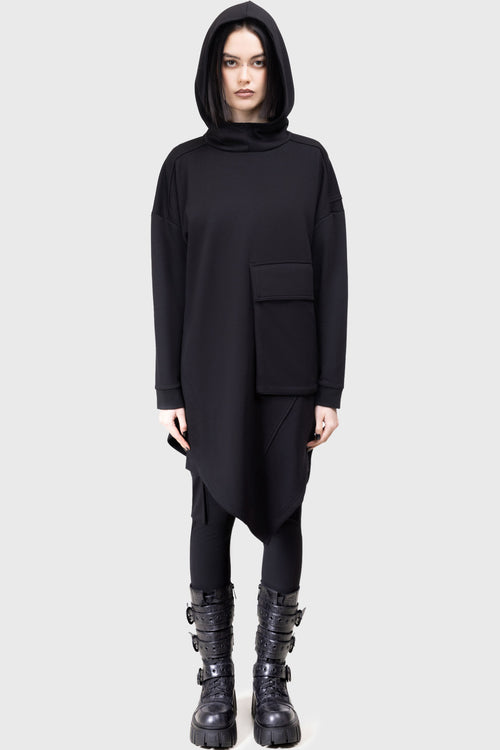 killstar Sinistrae Longline Hoodie Black