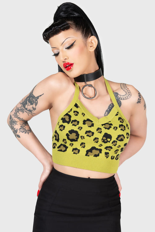 Killstar Skulleo Halter Top Green