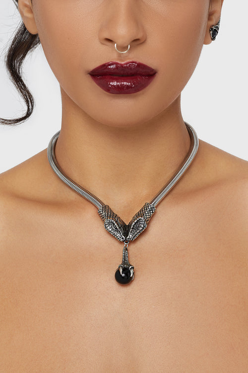 Killstar Snake Chain Choker Necklace Silver