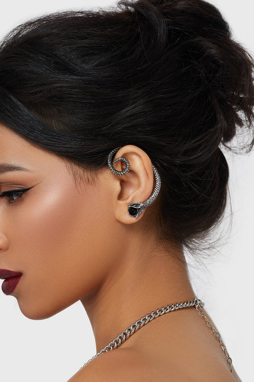 Killstar Snake Venom Ear Climber Earring Silver